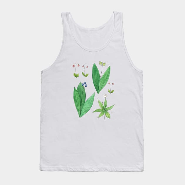 Borealis Wildflower Watercolor Illustrations Tank Top by Danica Templeton Art